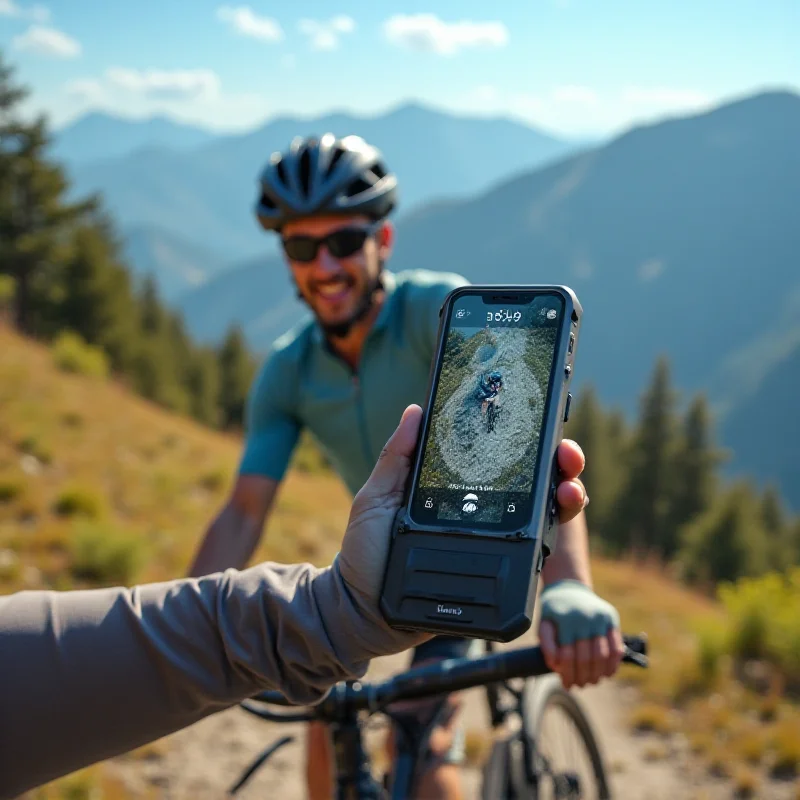 Athlete using Infinix foldable phone while cycling