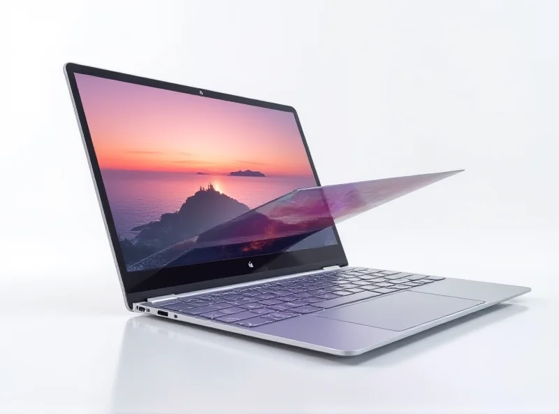 A sleek image of the Redmi Book Pro 16 (2025) laptop, showcasing its high-resolution display and slim design. The laptop is open and displaying a vibrant image.