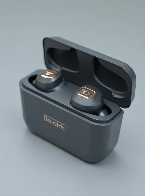 Close-up studio shot of the Technics AZ100 earbuds, showcasing their design and metallic finish.