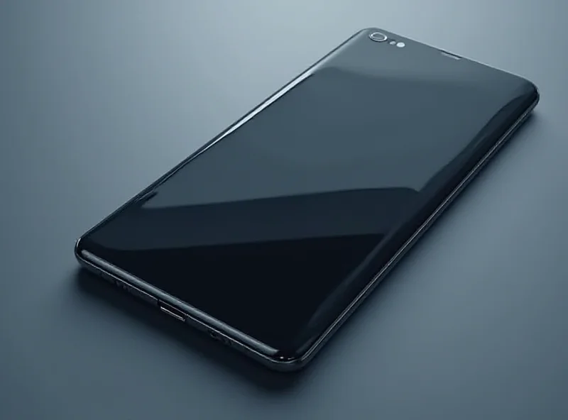 Sleek and modern smartphone with a foldable screen, possibly the Z Flip 7, reflecting light.