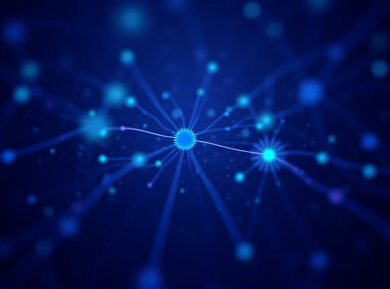 Abstract representation of AI neural network with glowing connections.
