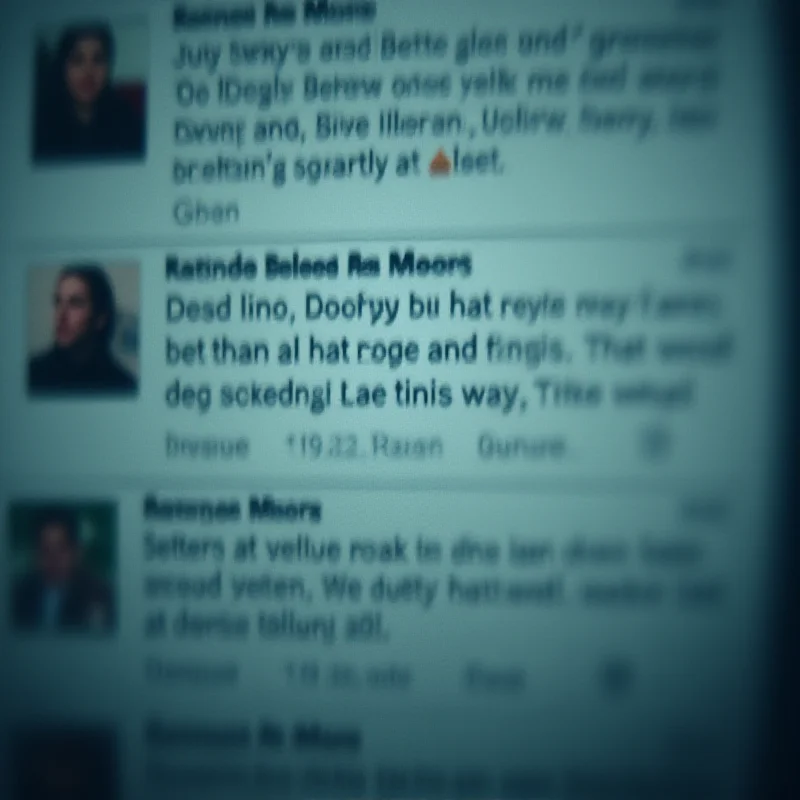 A blurred image of social media posts with hateful comments, symbolizing online harassment.