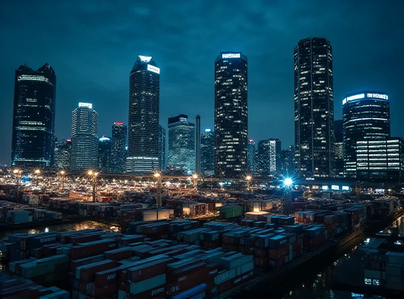 Singapore cityscape with a focus on shipping containers and a subtle overlay of Nvidia chip diagrams.