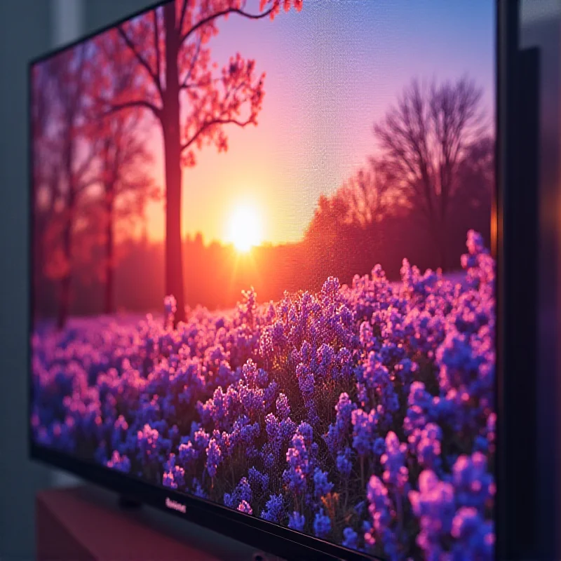 Close-up of a Philips OLED Roku TV screen displaying vibrant colors and sharp details.