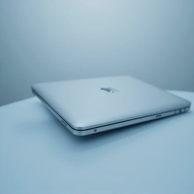 A sleek, minimalist image of the new MacBook Air M4 against a blurred background, highlighting its thin design and modern aesthetic.