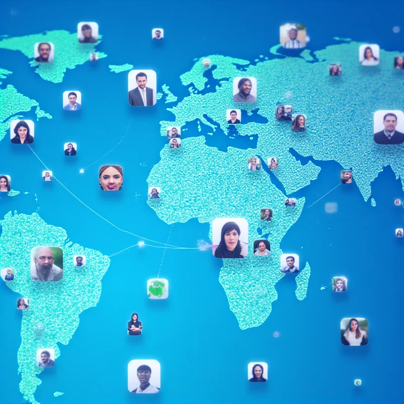 A stylized image of the Cohere Aya Vision model, showcasing a network of interconnected languages and visual data points, representing its multilingual and vision processing capabilities.