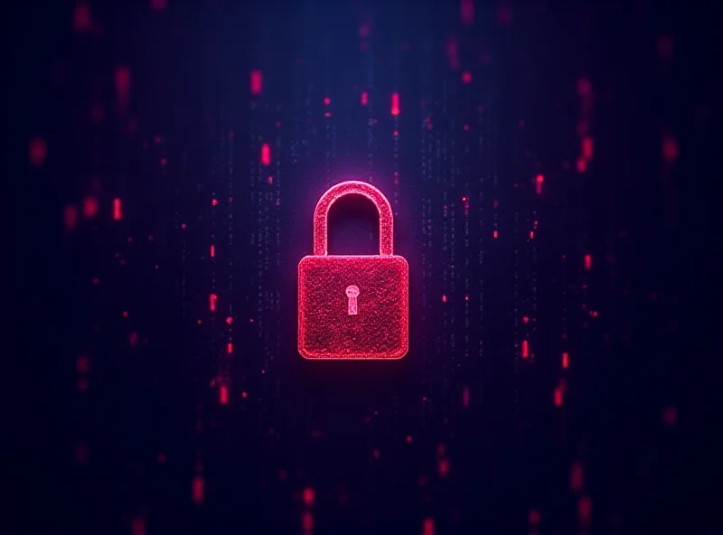 Conceptual image of a ransomware attack with digital code and a lock.
