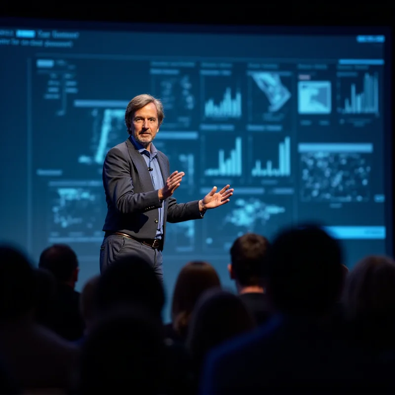 Image of Larry Page giving a presentation on AI and its potential applications.