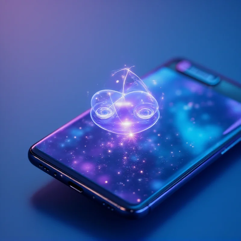 A close-up shot of the Vivo V50 smartphone, highlighting its sleek design and vibrant display, with an AI icon subtly overlaid on the screen.