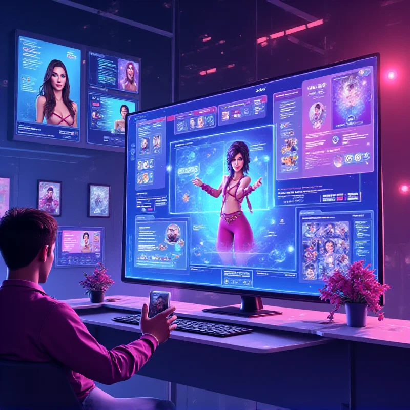 A futuristic Web3 gaming interface with vibrant colors and 3D elements