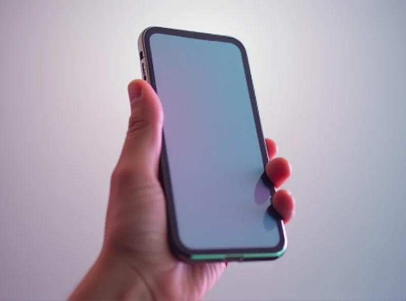 Close-up of a person holding the new iPhone 16e, showcasing its sleek design.