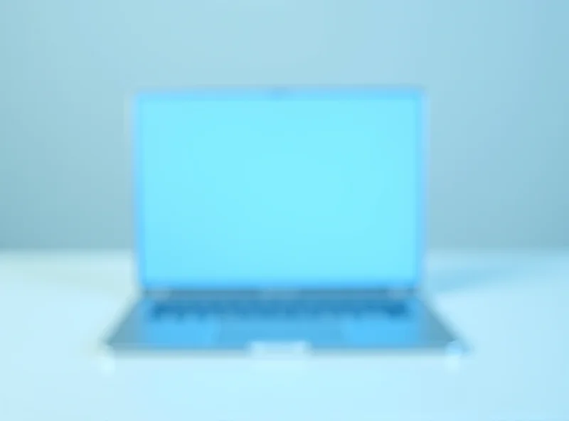 A sleek, new MacBook Air in sky blue on a white table.