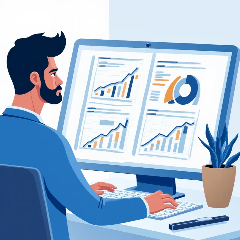 A graphic showing a person looking at Amazon sales data with the White Shark Media logo.