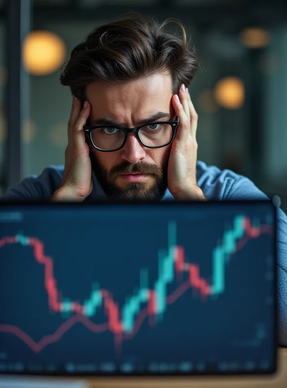 Image of a worried investor looking at a stock chart on a laptop