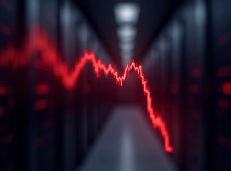 A downward trending stock chart with the Applied Digital logo in the background.