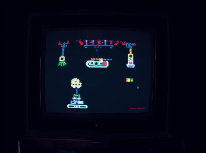 A pixelated Chip-8 game on an old computer screen