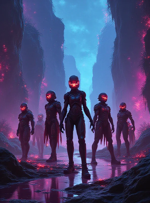 A futuristic video game scene with NFT characters
