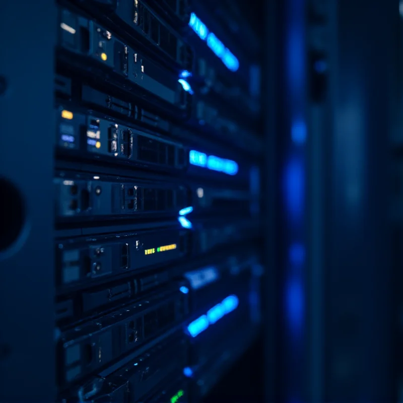 A server rack in a data center