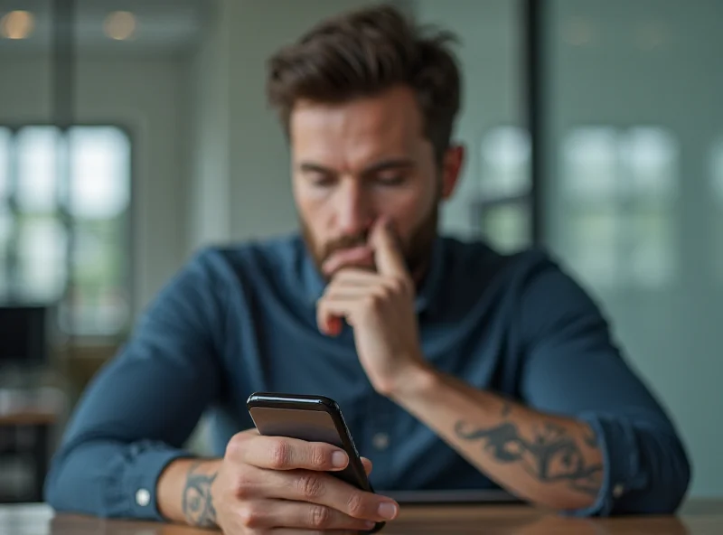 A person contemplating a smartphone screen displaying various app subscription icons, suggesting the decision to add another subscription.