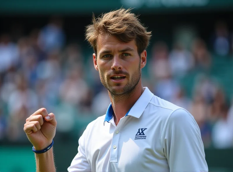 Jakub Mensik celebrating a win on the tennis court