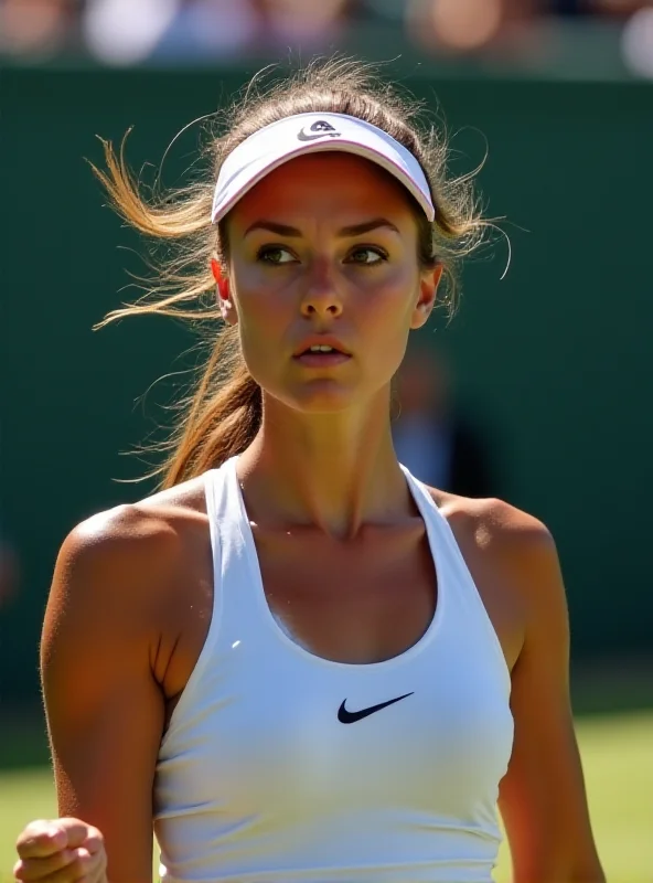 Emma Raducanu looking determined on the tennis court during a match