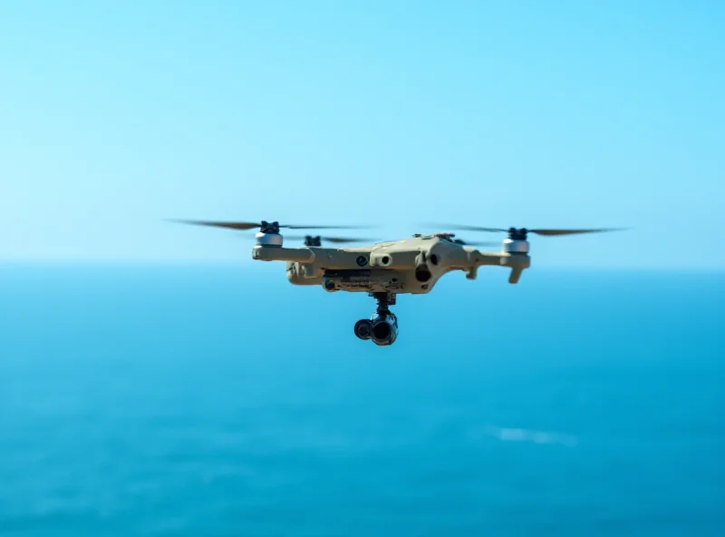 French drone flying over the Mediterranean Sea.
