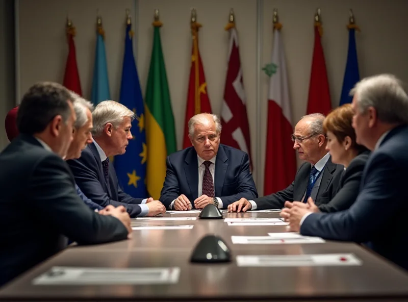 A tense meeting between diplomats from different countries.