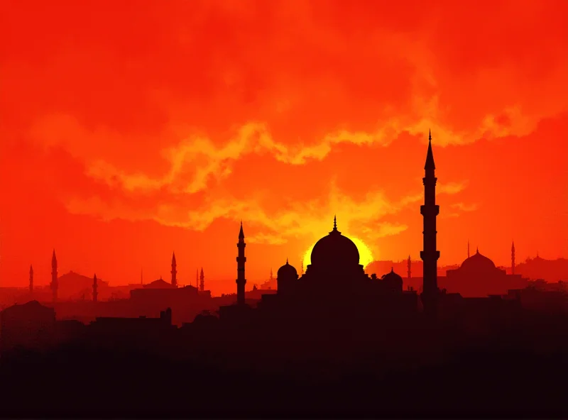 A digital illustration of the Al-Aqsa Mosque in Jerusalem, conveying a sense of the ongoing conflict.