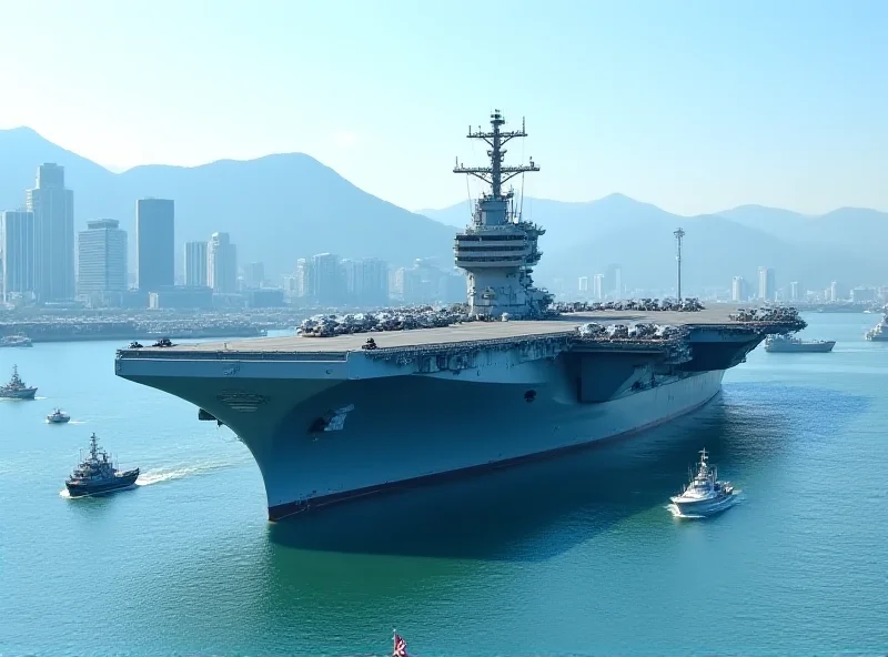 US Aircraft carrier in Busan harbor