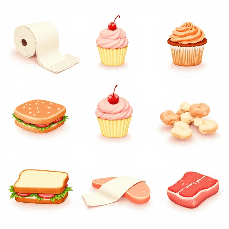 A graphic illustrating the concept of supermarket substitutions with various mismatched items.