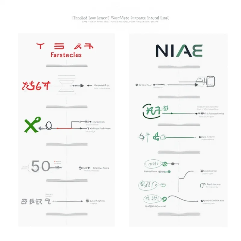 An infographic comparing the autonomous driving capabilities of Tesla and its Chinese competitors.