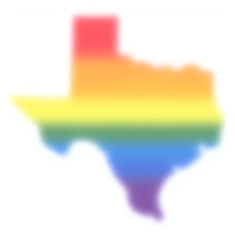 Silhouette of a Texas state flag with a rainbow filter overlay