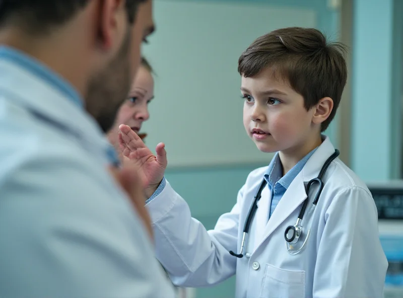 Concerned doctor examining a child with measles rash