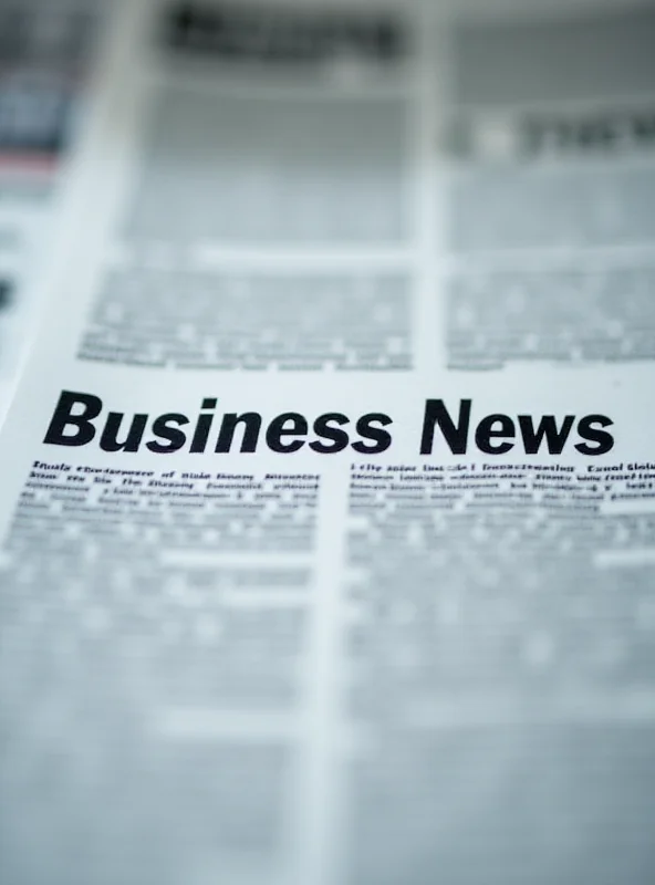 Close-up of a newspaper headline reading 'Business News'.