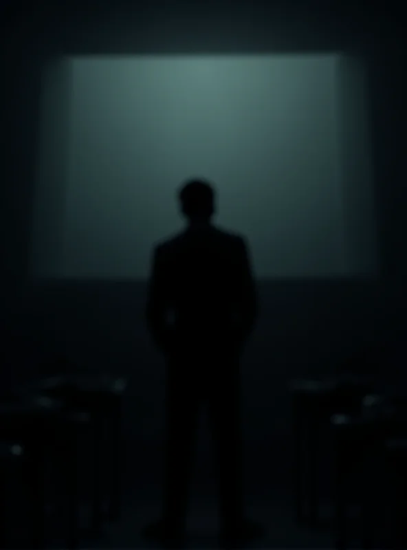A silhouette of a person standing alone in a dark classroom, symbolizing the isolation and despair caused by false accusations.