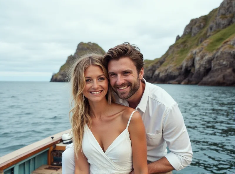 Georgia Toffolo and James Watt on a fishing boat