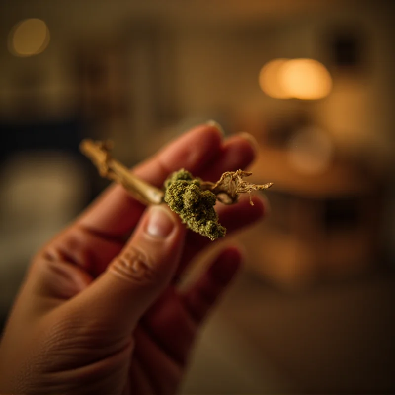 A person holding up a cannabis joint with RAW Black papers.