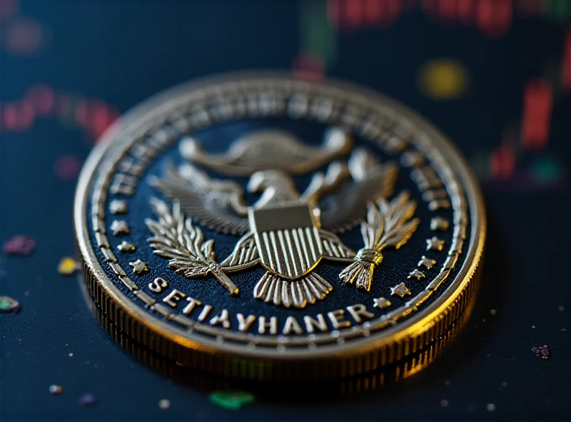 Illustration of a digital currency coin with the SEC logo fading into the background, symbolizing the change in regulatory approach.