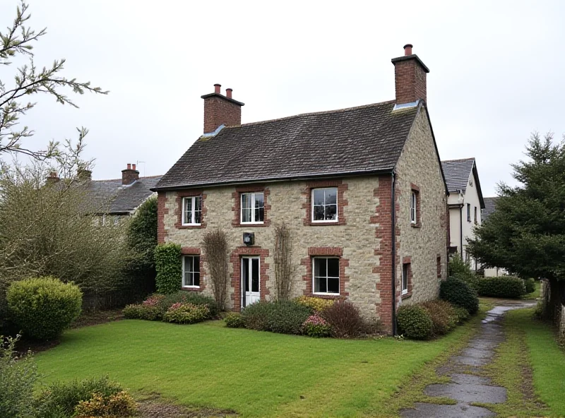 An exterior view of a typical apartment building in a small Irish town, on a slightly overcast day.