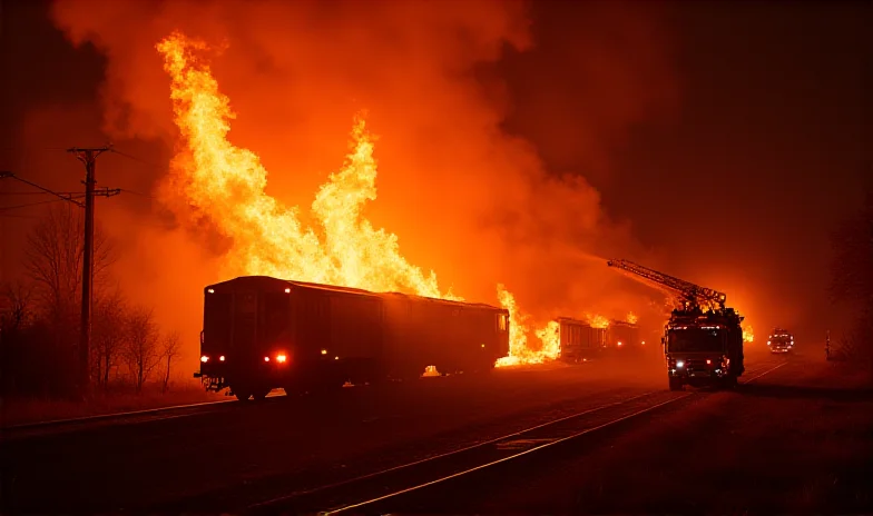 Train Fires Erupt in Přerov Region, Czech Republic
