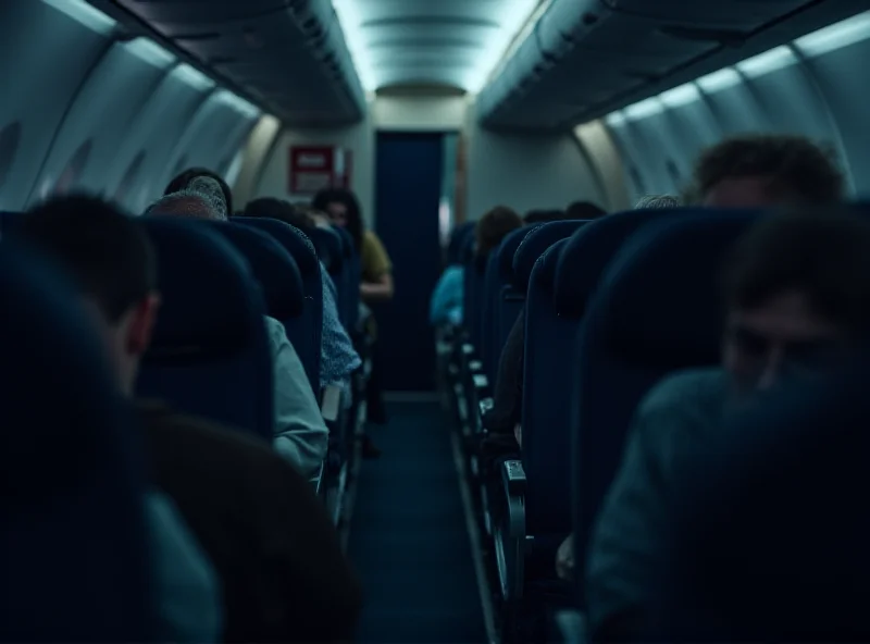 Airplane interior with a covered body in a seat