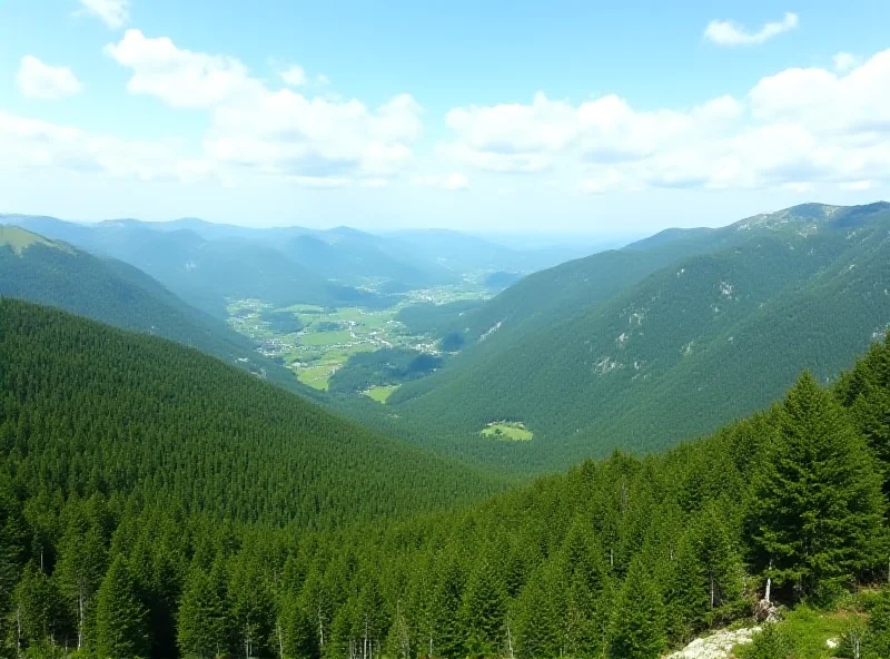 A panoramic view of the Malá Fatra National Park in Slovakia, showing its dramatic mountain peaks, lush valleys, and dense forests.