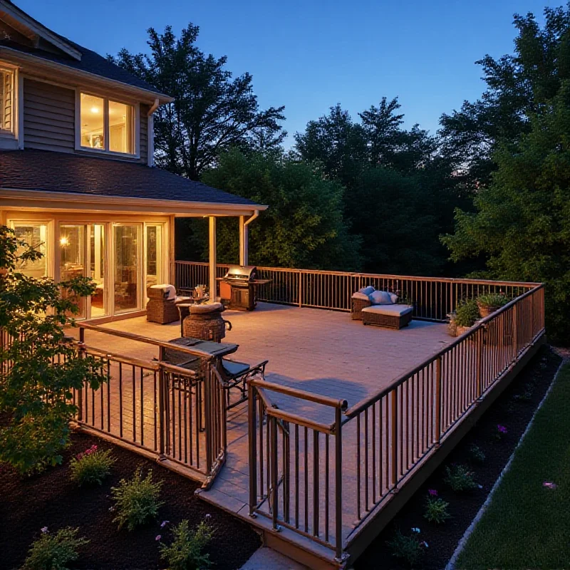 Outdoor living space with Trex deck and railing system