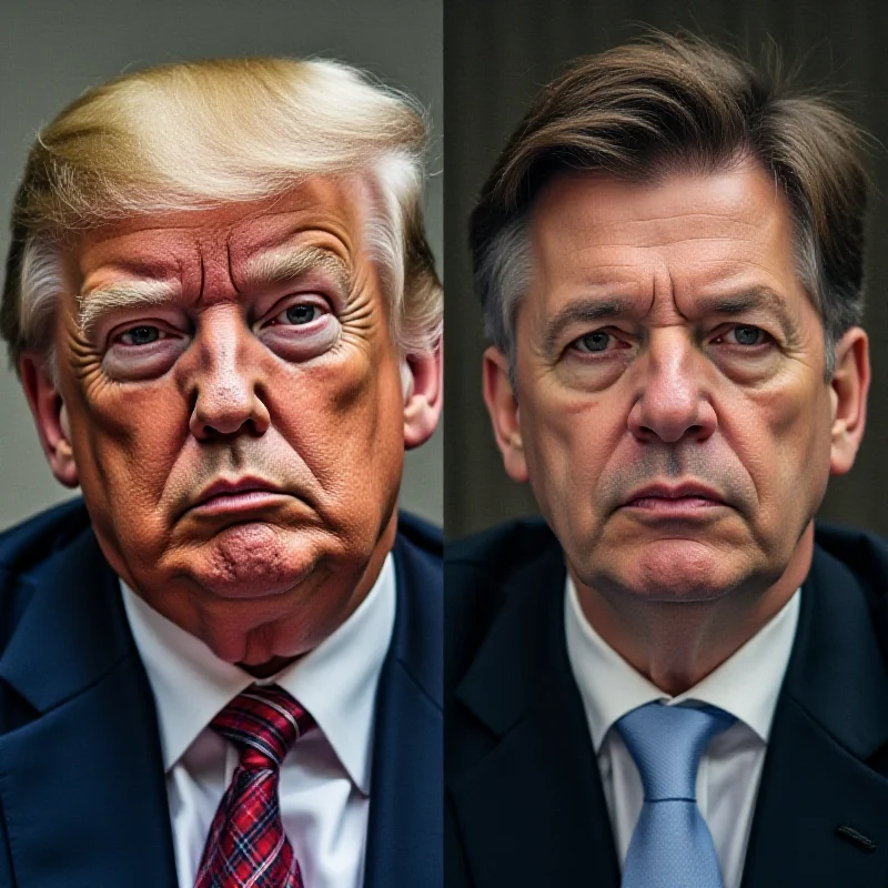 A split image showing Donald Trump on one side and Volodymyr Zelensky on the other, both with serious expressions.