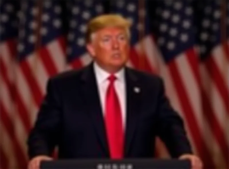 Donald Trump speaking at a podium