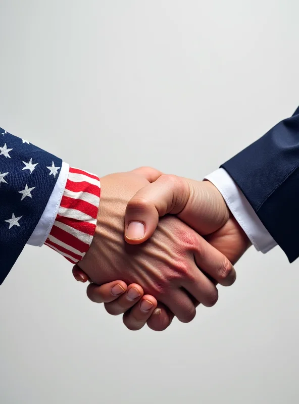 Image depicting a handshake between an American flag and a Russian flag, symbolizing the potential for a reset in US-Russia relations.