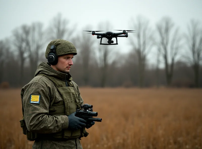 Ukrainian soldier operating a drone