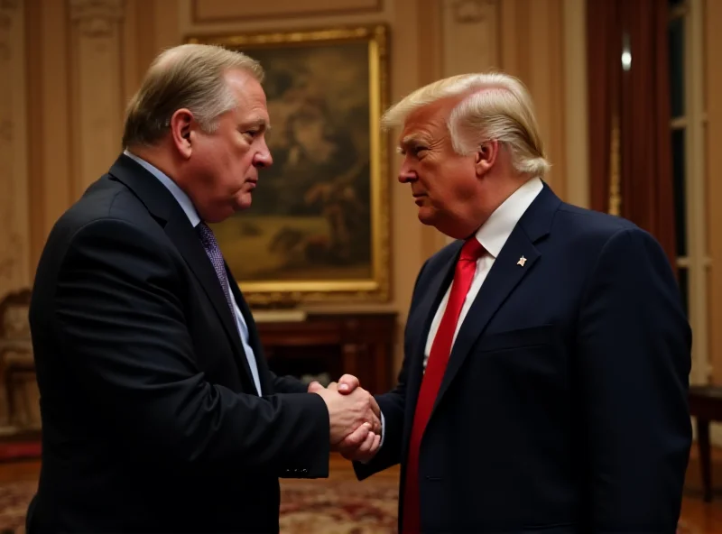 Keir Starmer and Donald Trump shaking hands, with Starmer grasping Trump's shoulder in a seemingly familiar manner.