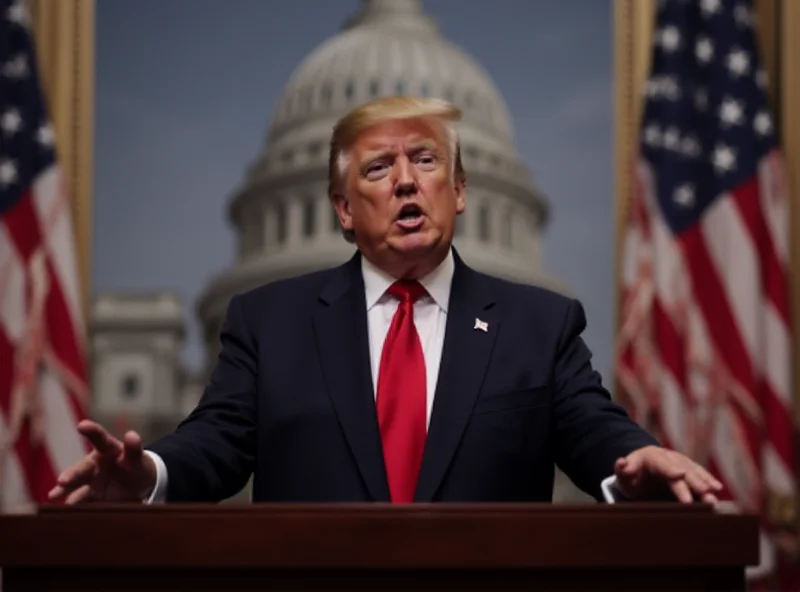 Donald Trump speaking at a podium in front of Congress.
