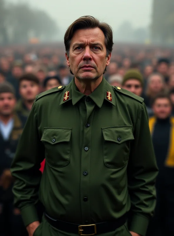 Volodymyr Zelensky in military attire addressing a crowd.